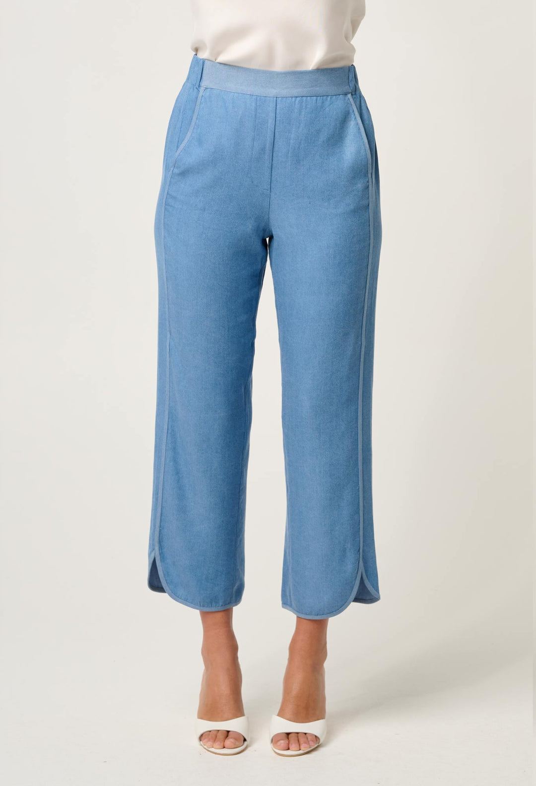 OnceWas Astra Tencel High Waist Pant in Blue Ash