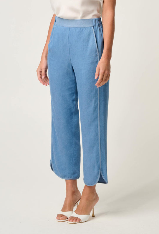 OnceWas Astra Tencel High Waist Pant in Blue Ash