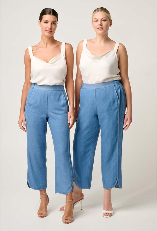 Astra Tencel High Waist Pant in Blue Ash