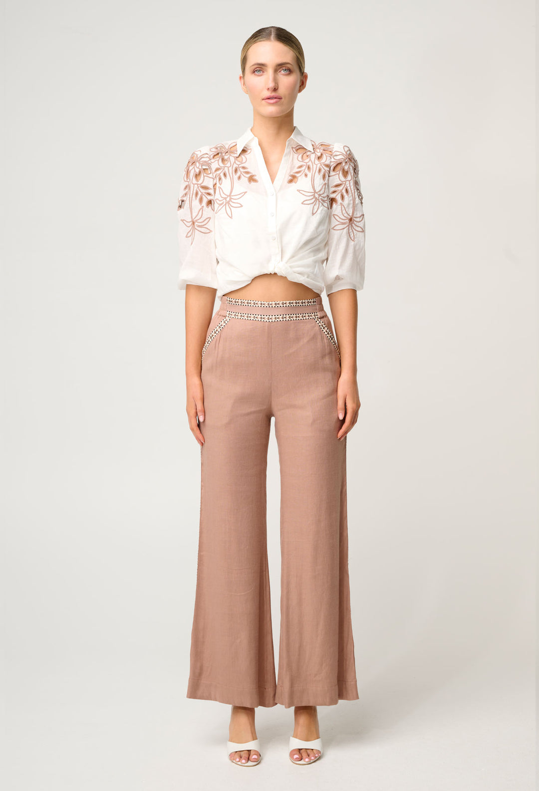 OnceWas Zara Linen Viscose Pant in Dune