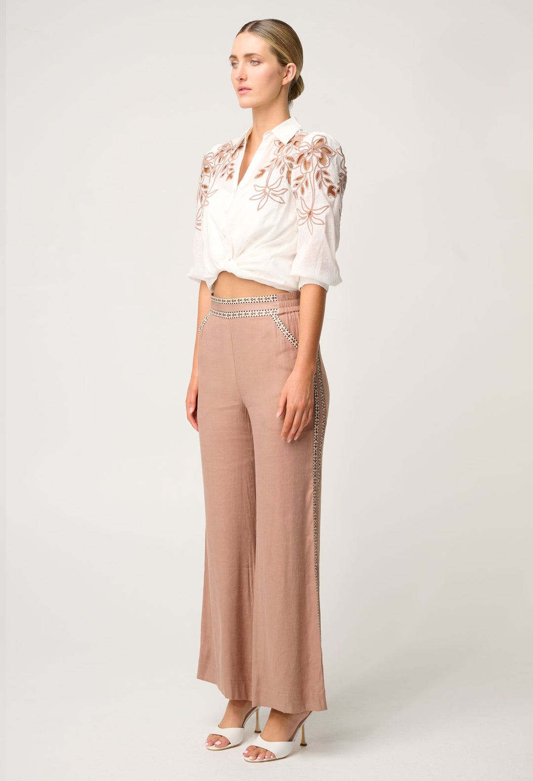 OnceWas Zara Linen Viscose Pant in Dune