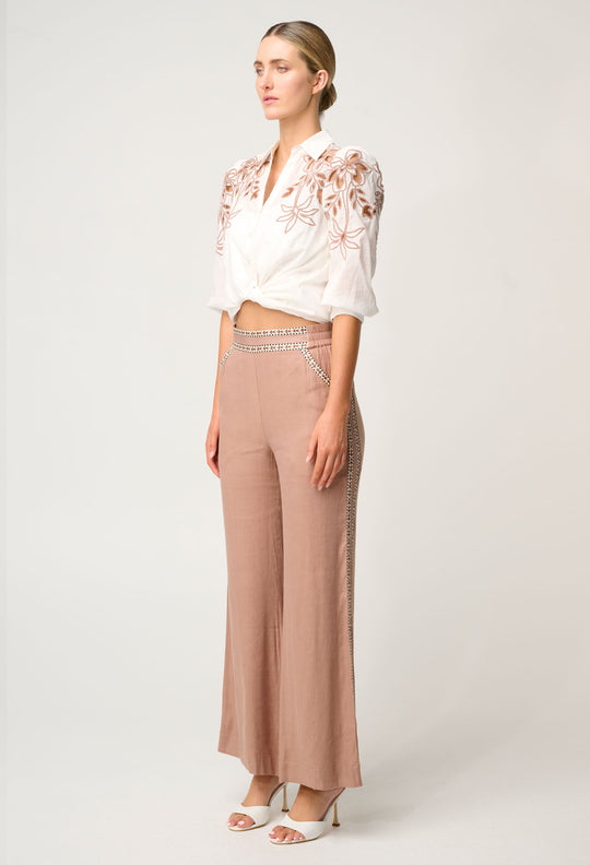 OnceWas Zara Linen Viscose Pant in Dune