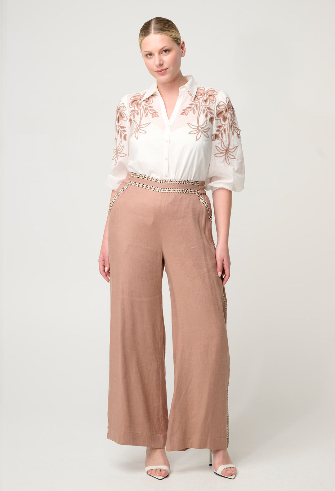 OnceWas  Zara Linen Viscose Pant in Dune