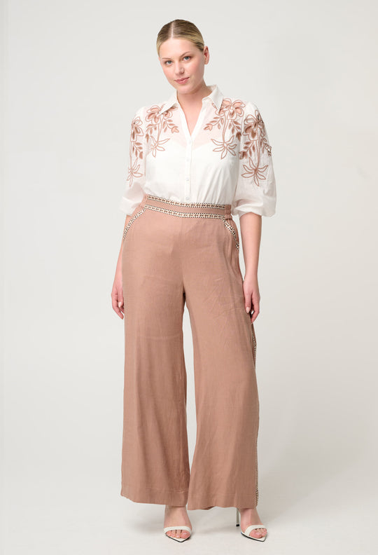OnceWas  Zara Linen Viscose Pant in Dune
