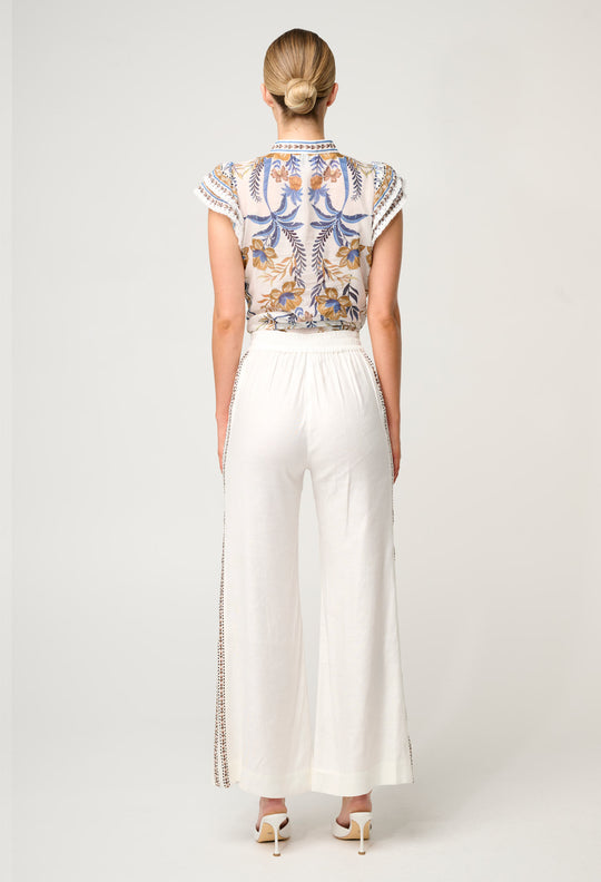 OnceWas Zara Linen Viscose Pant in Ivory