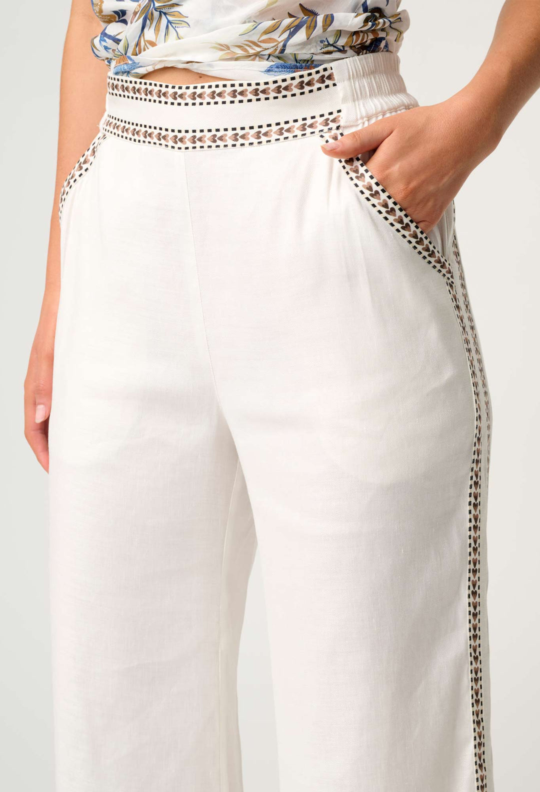 OnceWas Zara Linen Viscose Pant in Ivory