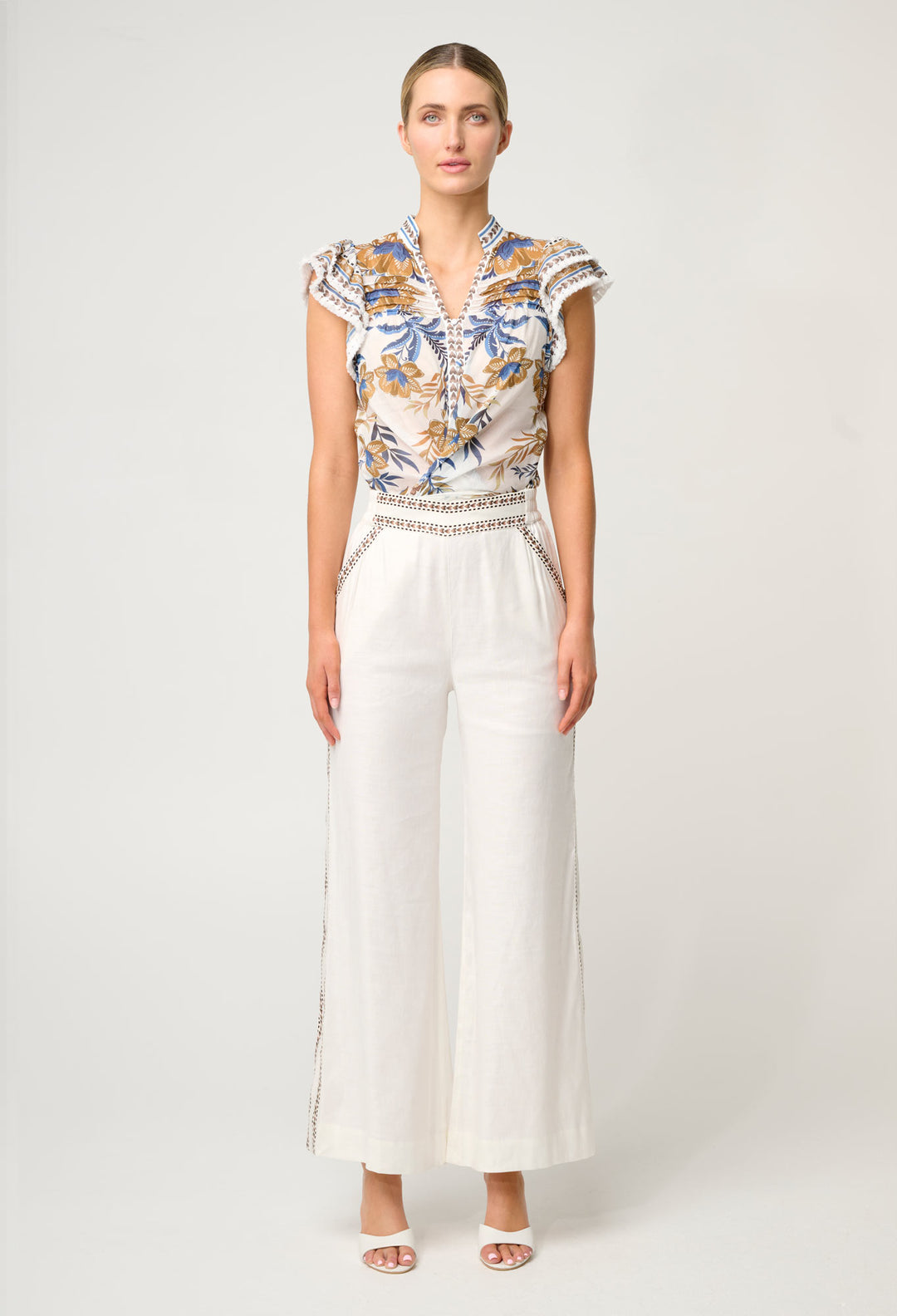 OnceWas Zara Linen Viscose Pant in Ivory