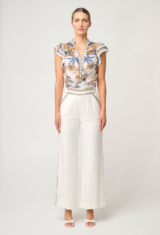 OnceWas Zara Linen Viscose Pant in Ivory