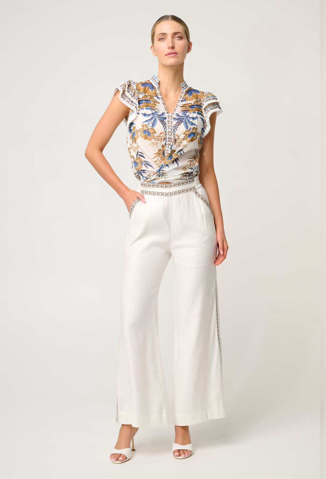 OnceWas Zara Linen Viscose Pant in Ivory