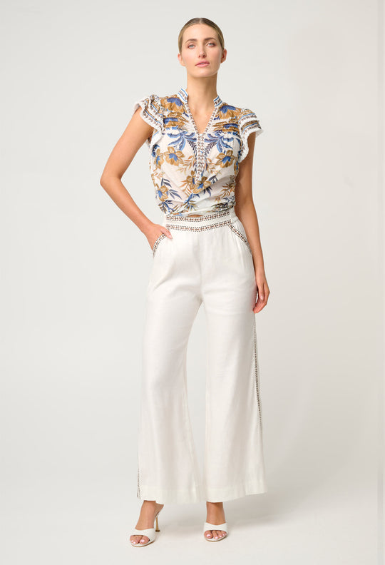 OnceWas Zara Linen Viscose Pant in Ivory
