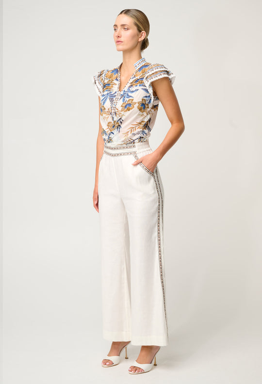 OnceWas Zara Linen Viscose Pant in Ivory