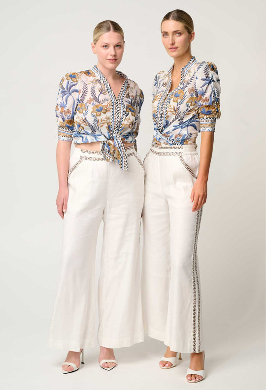 OnceWas Zara Linen Viscose Pant in Ivory