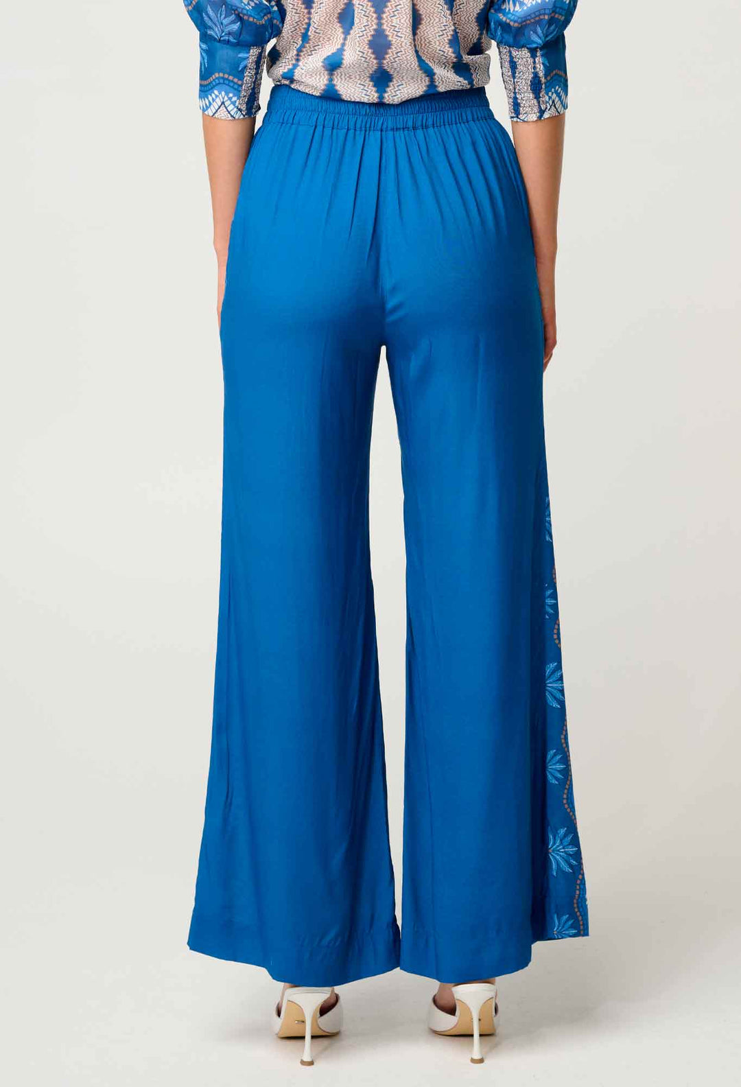 OneWas Lilia Viscose Faille Pant in Topaz