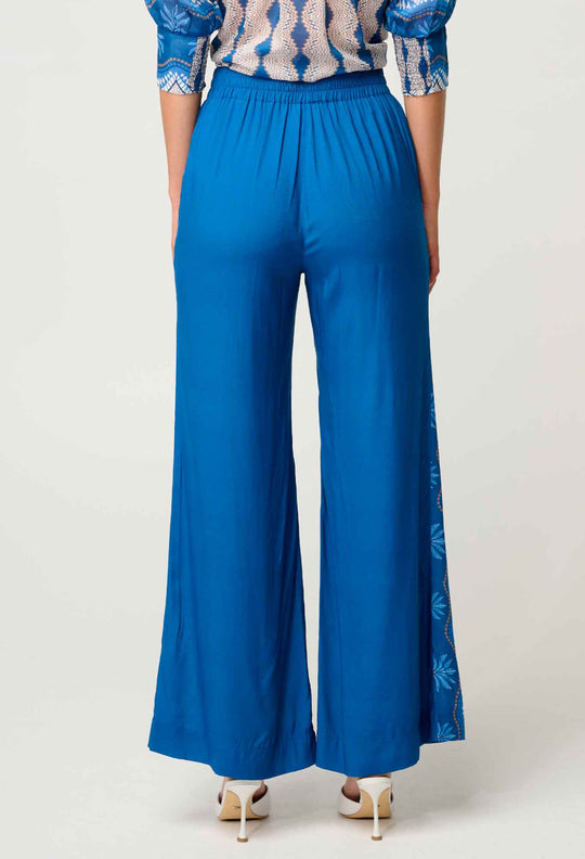 OneWas Lilia Viscose Faille Pant in Topaz