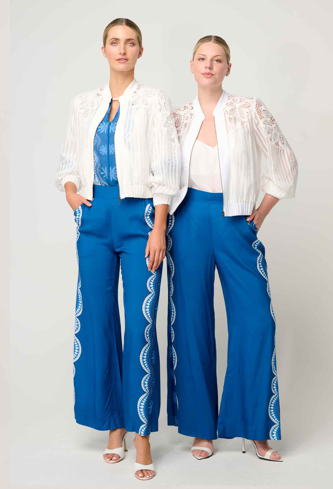 OneWas Lilia Viscose Faille Pant in Topaz
