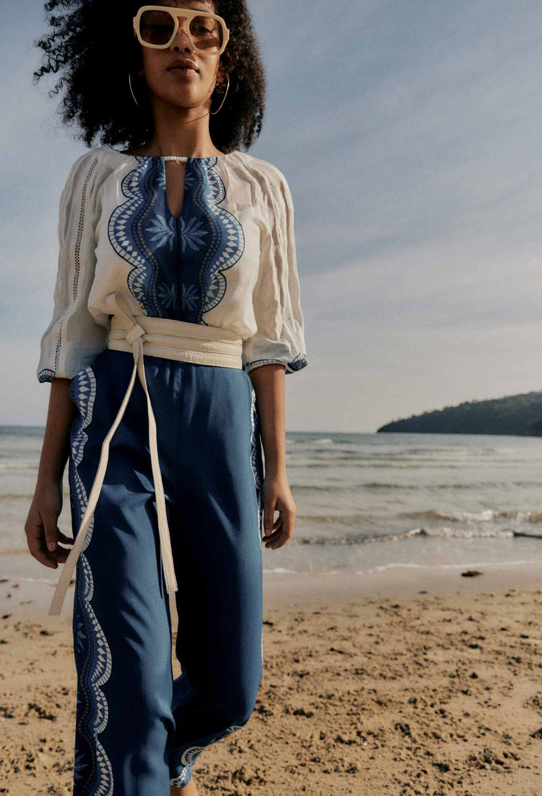 Onceas Lilia Viscose Faille Pant in Topaz