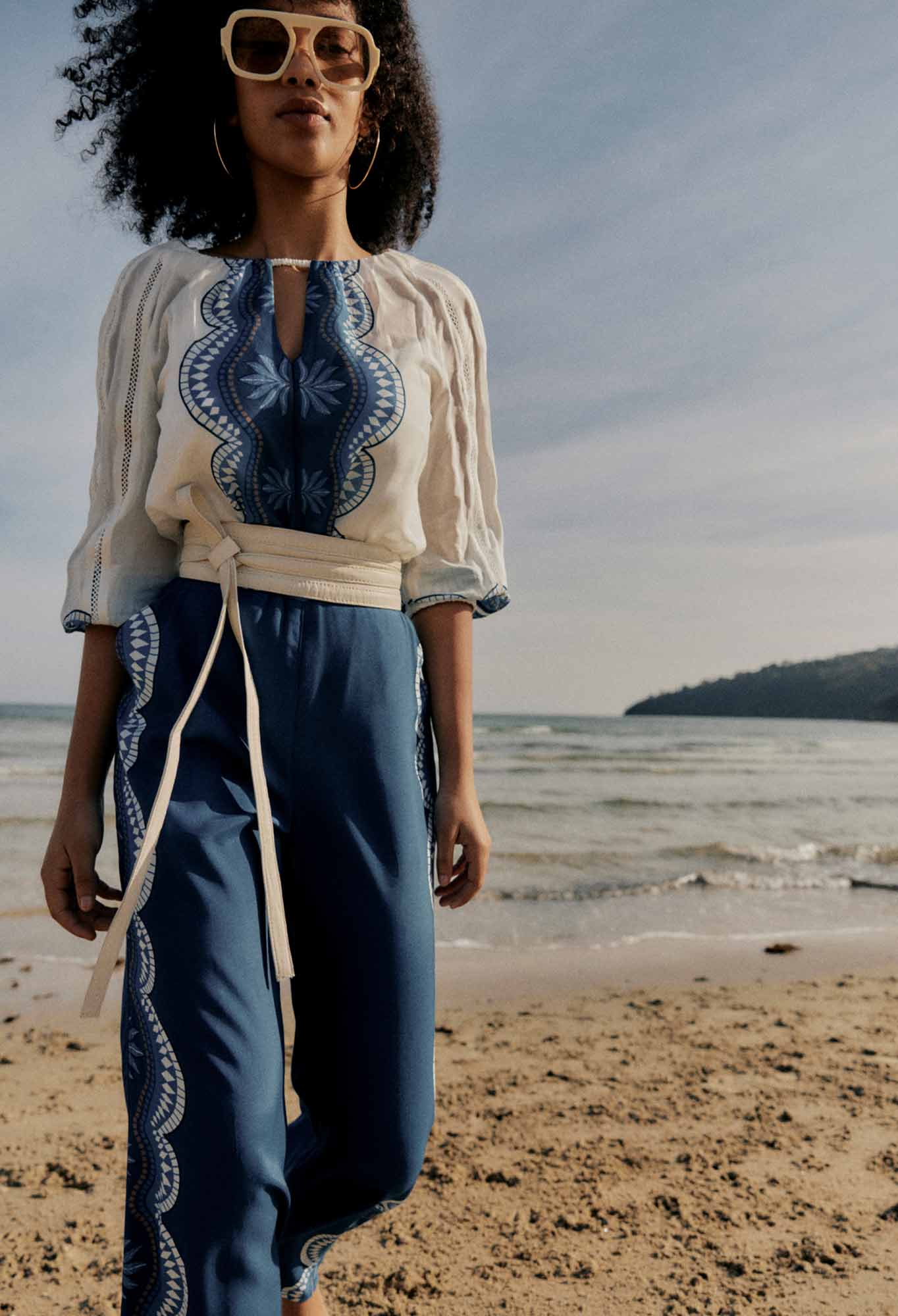 Onceas Lilia Viscose Faille Pant in Topaz