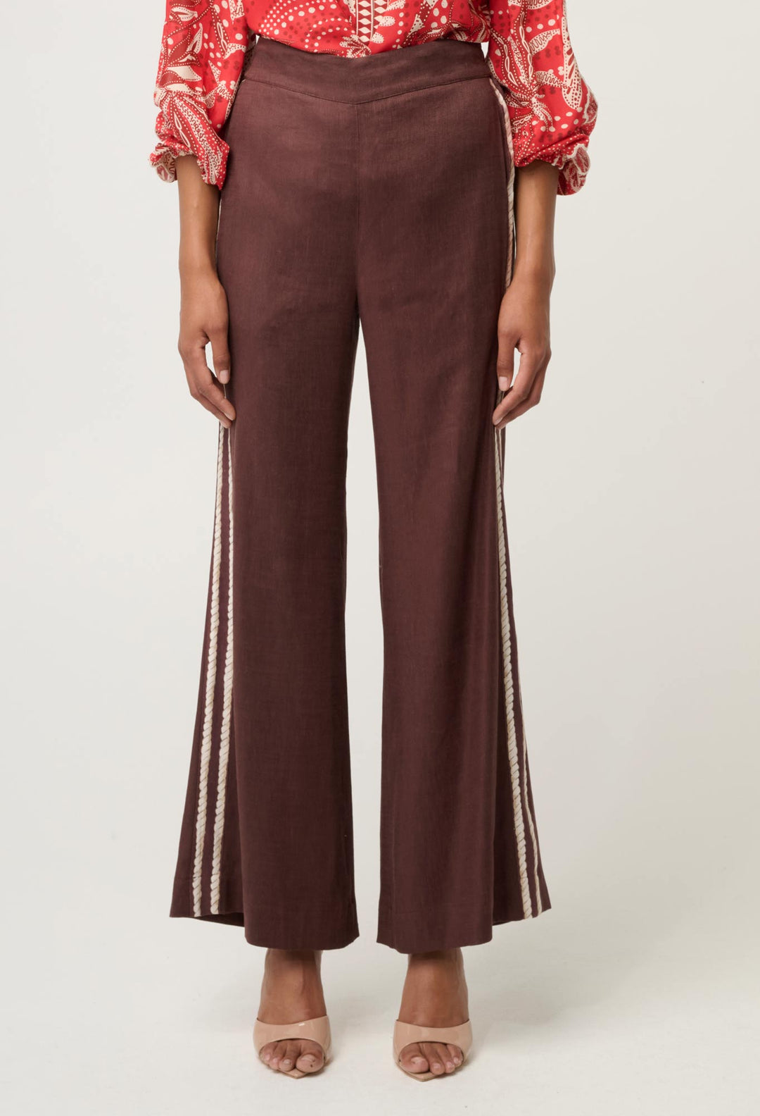 OnceWas Liora Linen Viscose Stretch Rope Pant in Rustic Twine