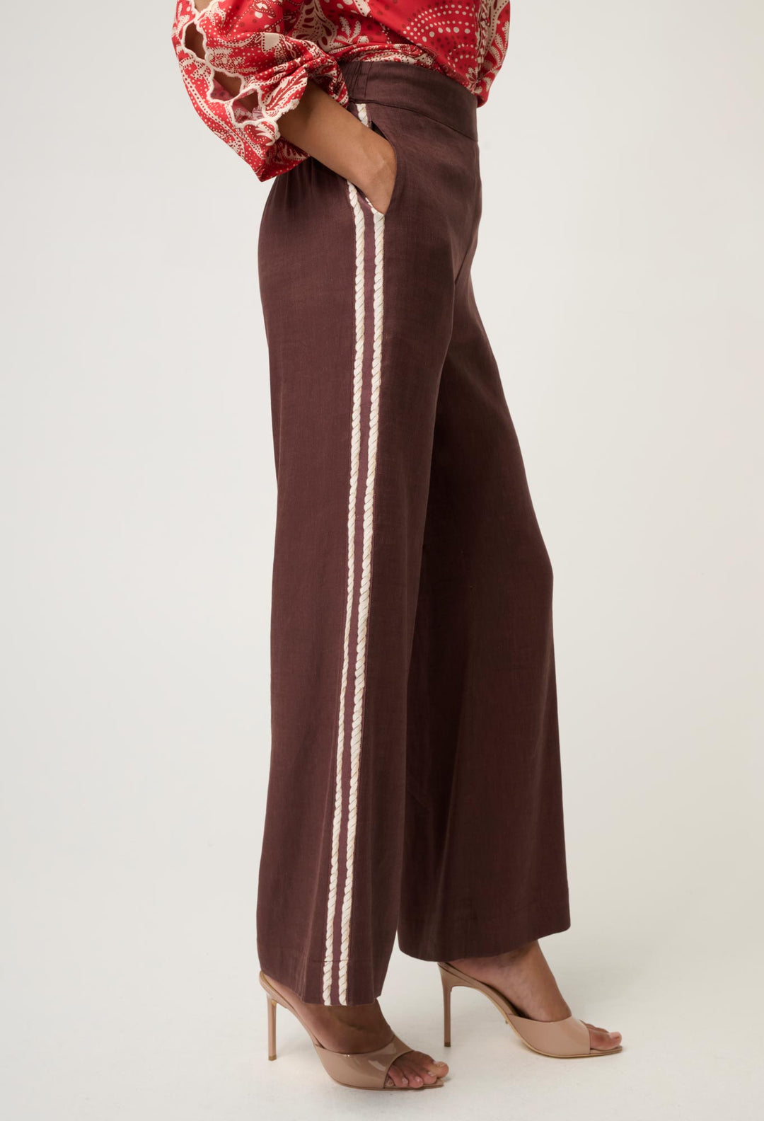 OnceWas Liora Linen Viscose Stretch Rope Pant in Rustic Twine