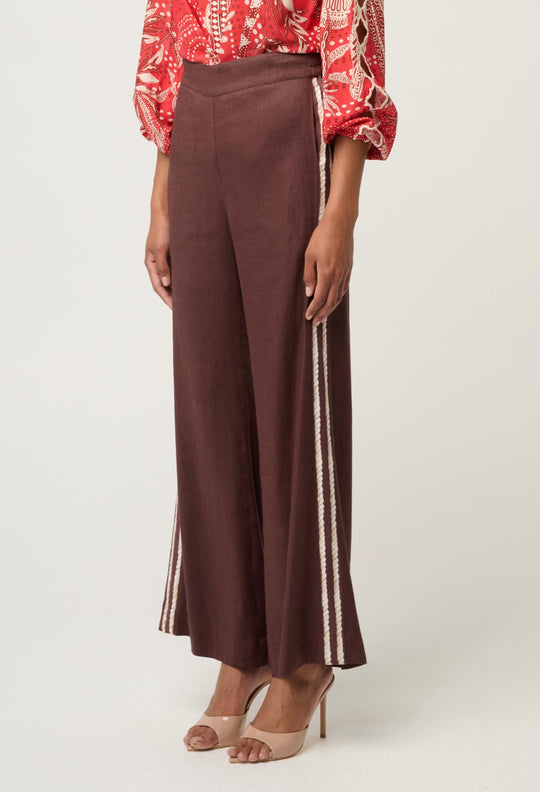 OnceWas Liora Linen Viscose Stretch Rope Pant in Rustic Twine