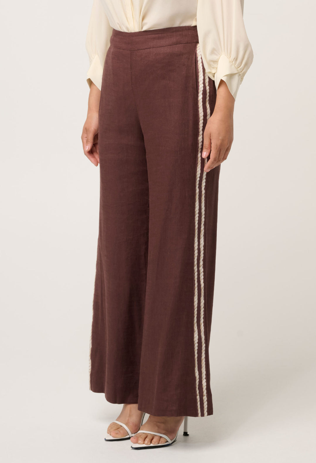 OnceWas PETITE Liora Linen Viscose Stretch Rope Pant in Rustic Twine