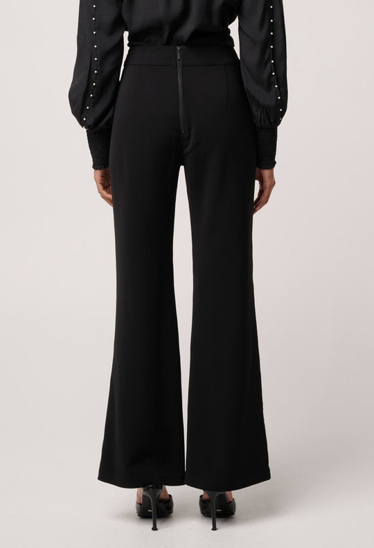 OnceWas Marcela Pearl Embellished Viscose Stretch Pant in Black