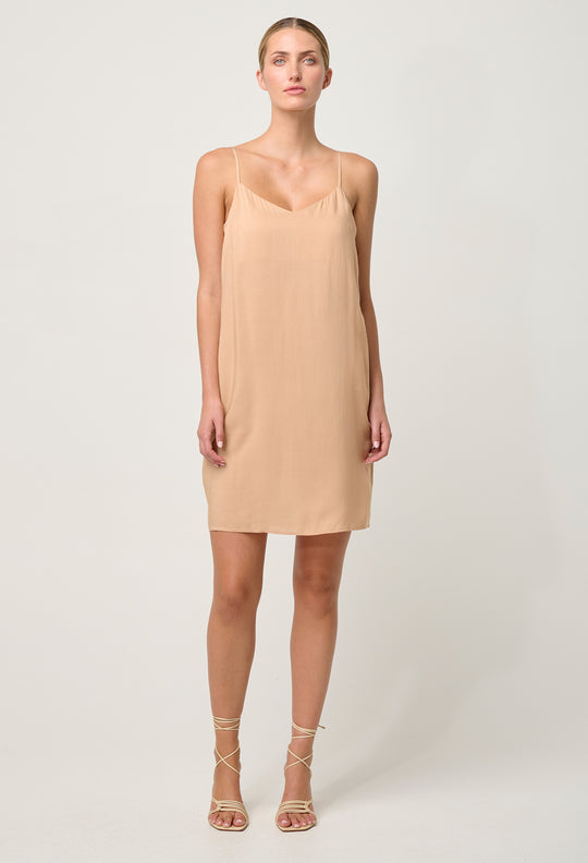 OnceWas Viscose Slip Dress in Nude