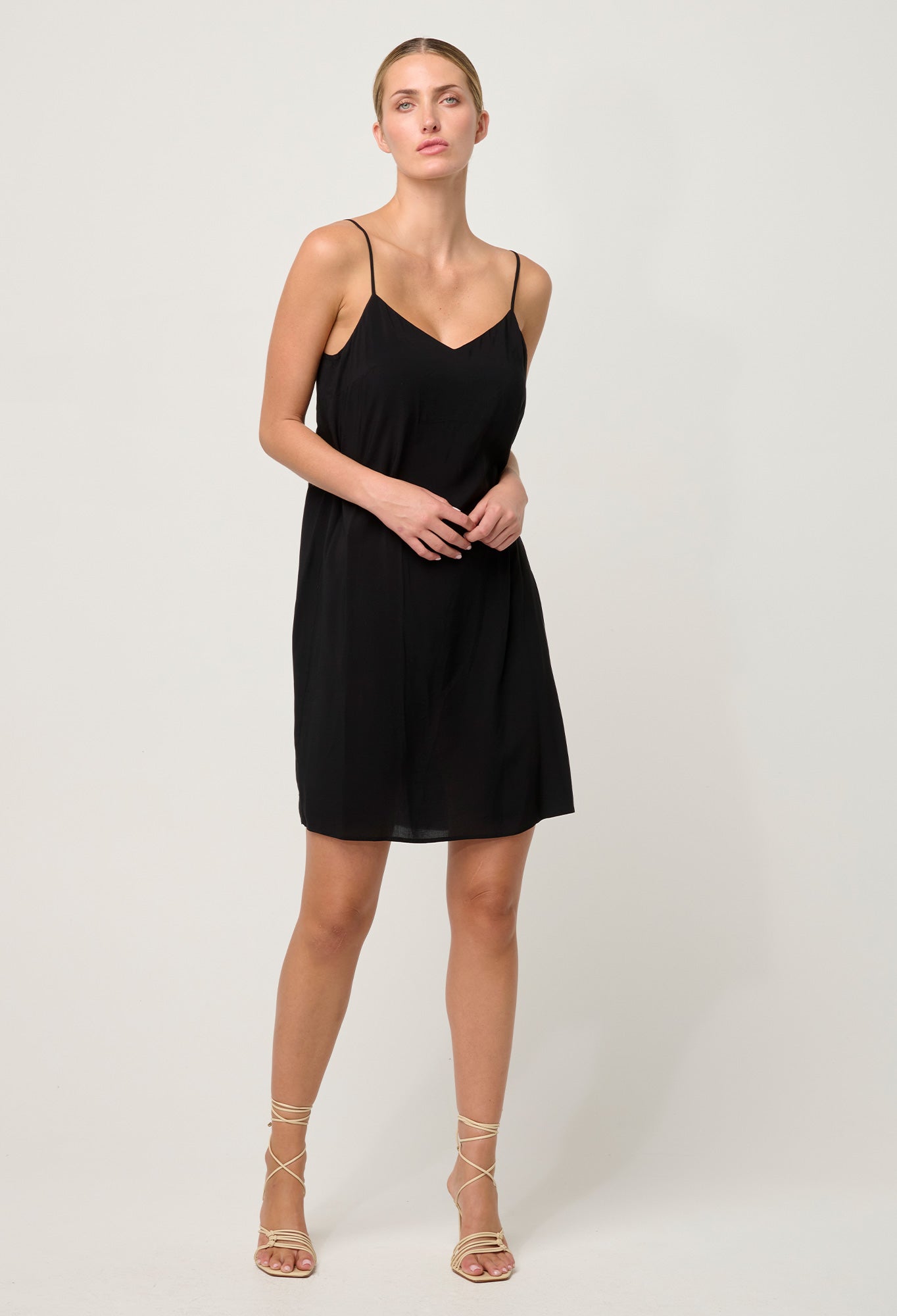 OnceWas Viscose Slip Dress in Black