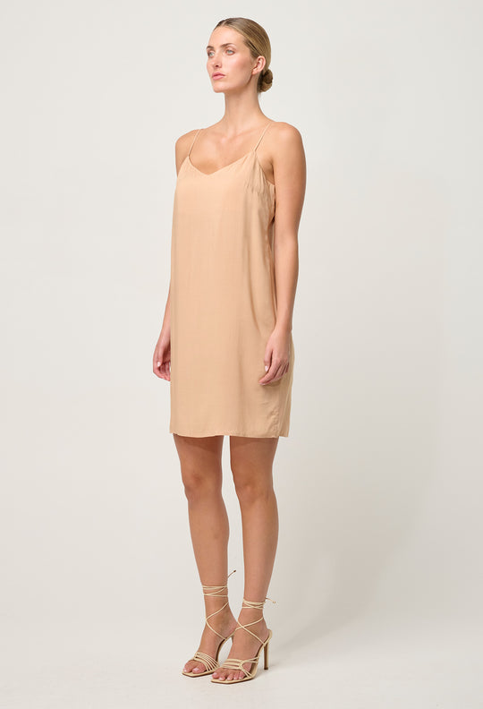 OnceWas Viscose Slip Dress in Nude