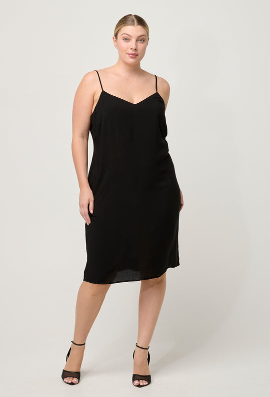 OnceWas Viscose Slip Dress in Black