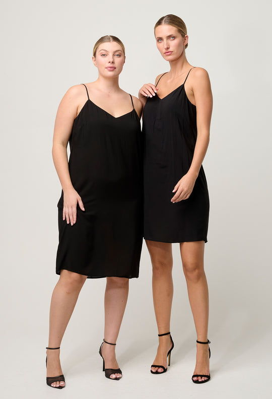 OnceWas Viscose Slip Dress in Black