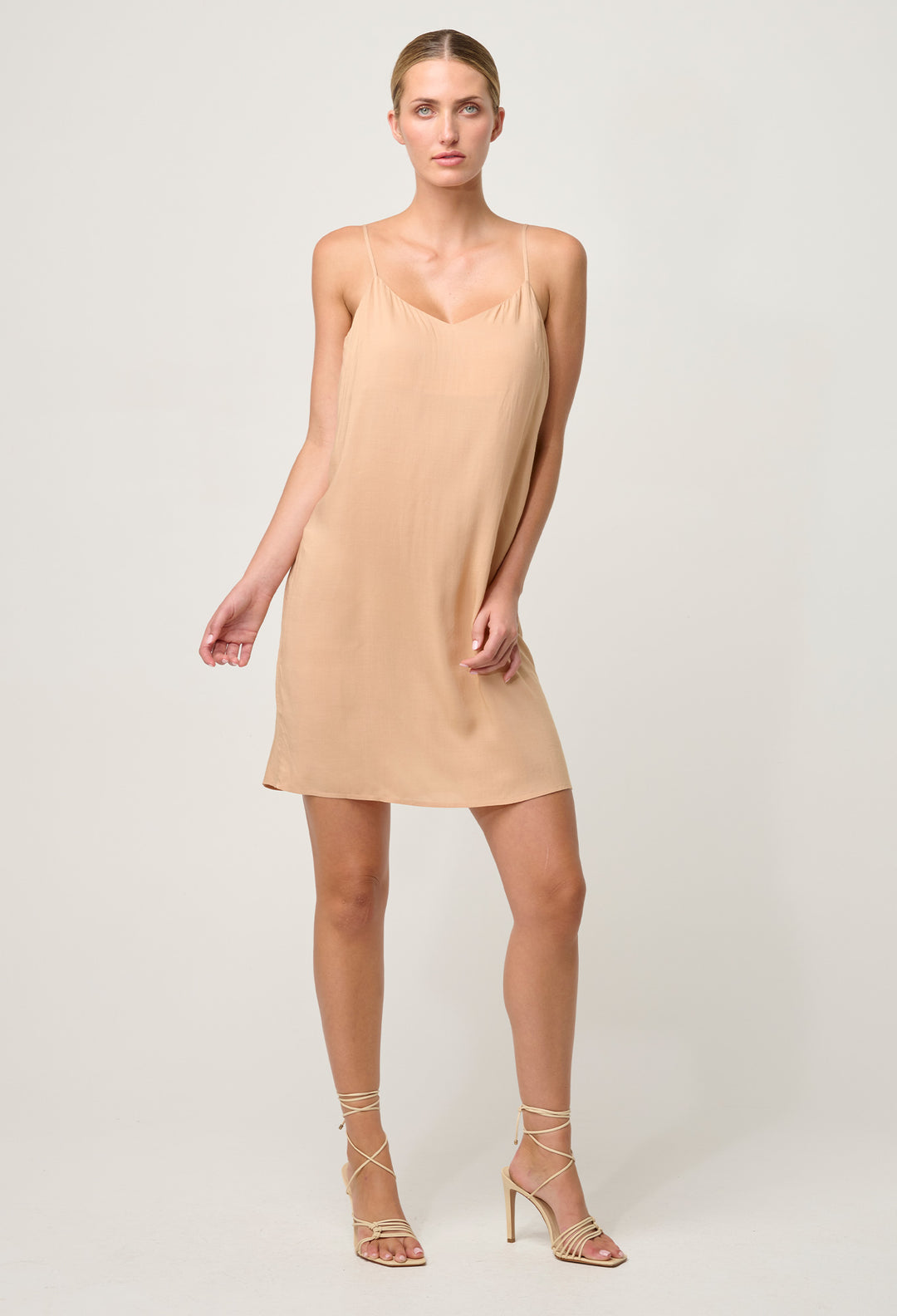 OnceWas Viscose Slip Dress in Nude