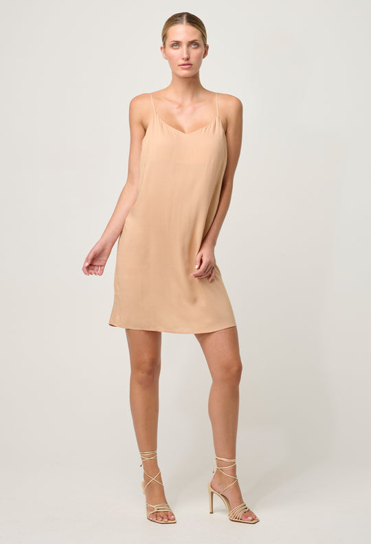 OnceWas Viscose Slip Dress in Nude