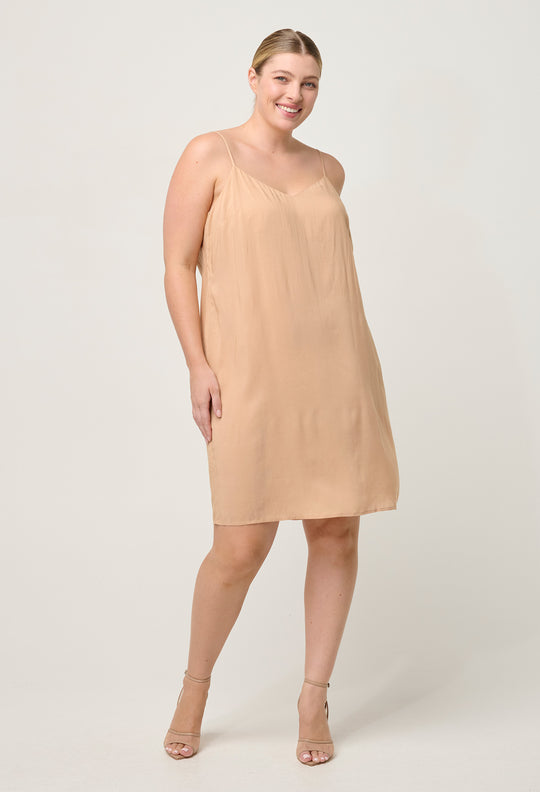 OnceWas Viscose Slip Dress in Nude