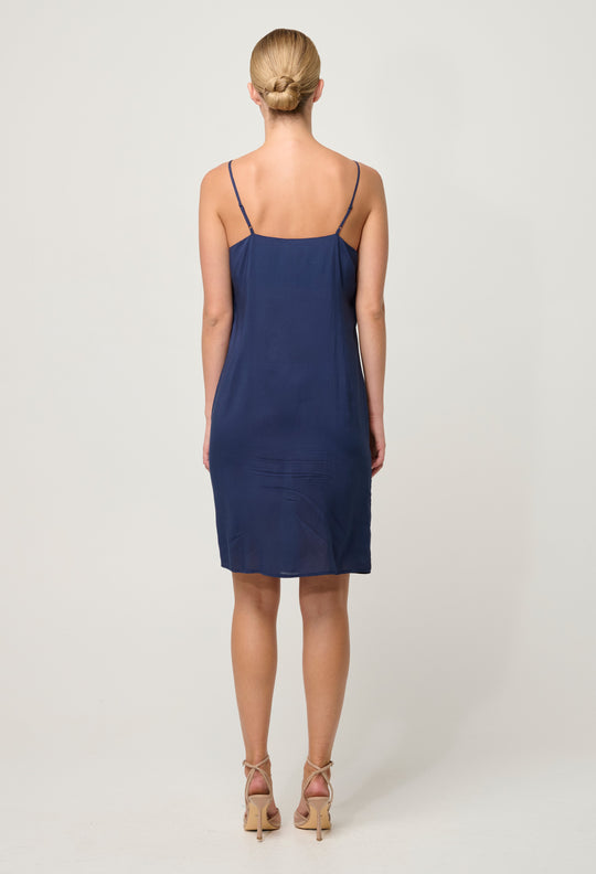 OnceWas Viscose Slip Dress in Navy
