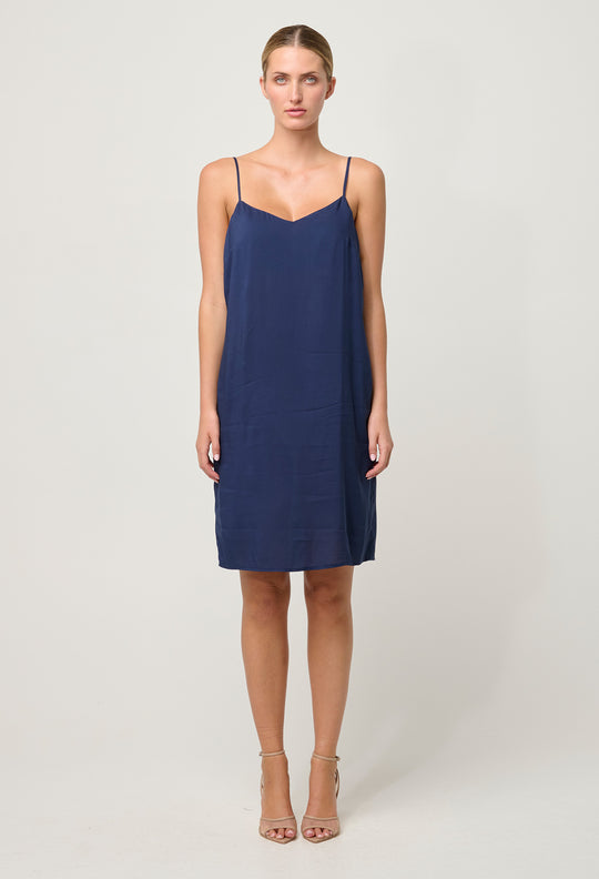OnceWas Viscose Slip Dress in Navy