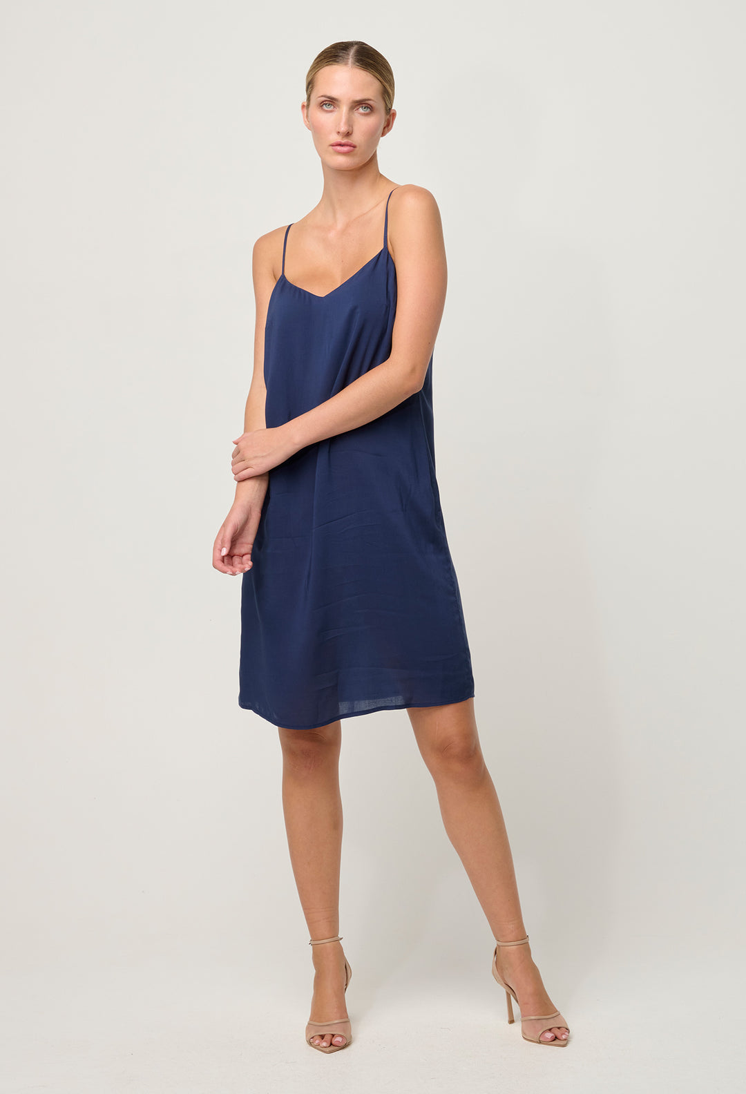 OnceWas Viscose Slip Dress in Navy