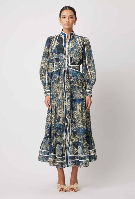 OnceWas Pantea Silk/Cotton Dress in Esfahan Print