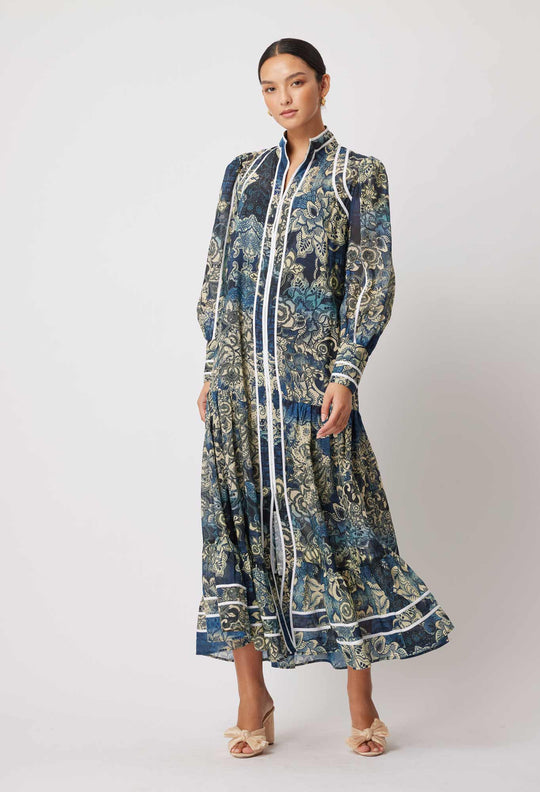 OnceWas Pantea Silk/Cotton Dress in Esfahan Print