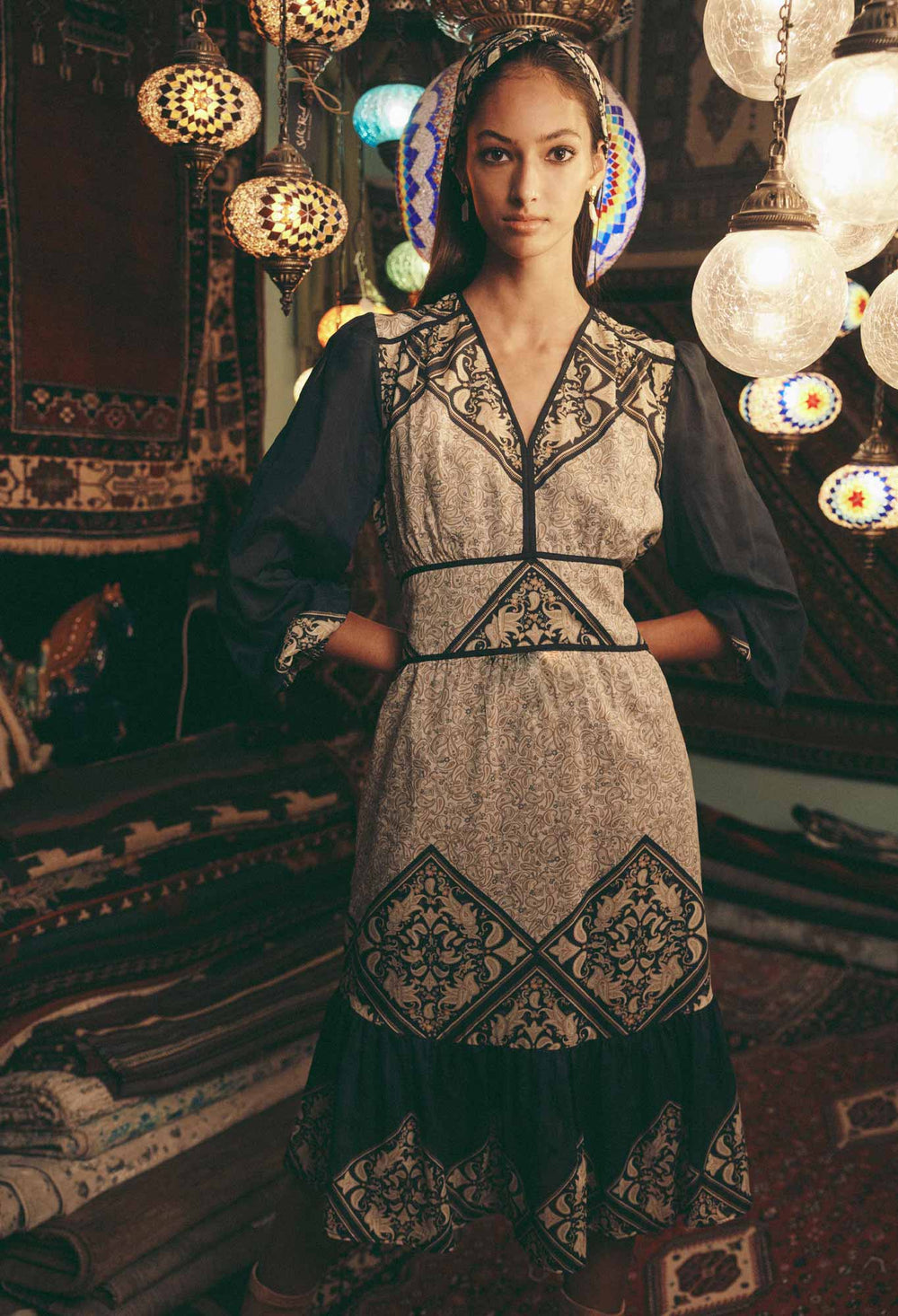 OnceWas Kasbah Silk/Cotton Dress in Nomad Mosaic