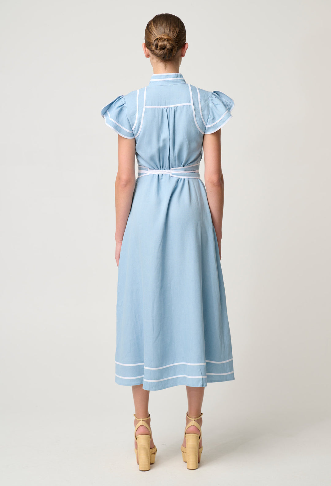 OnceWas Panama Tencel Dress in Cornflour