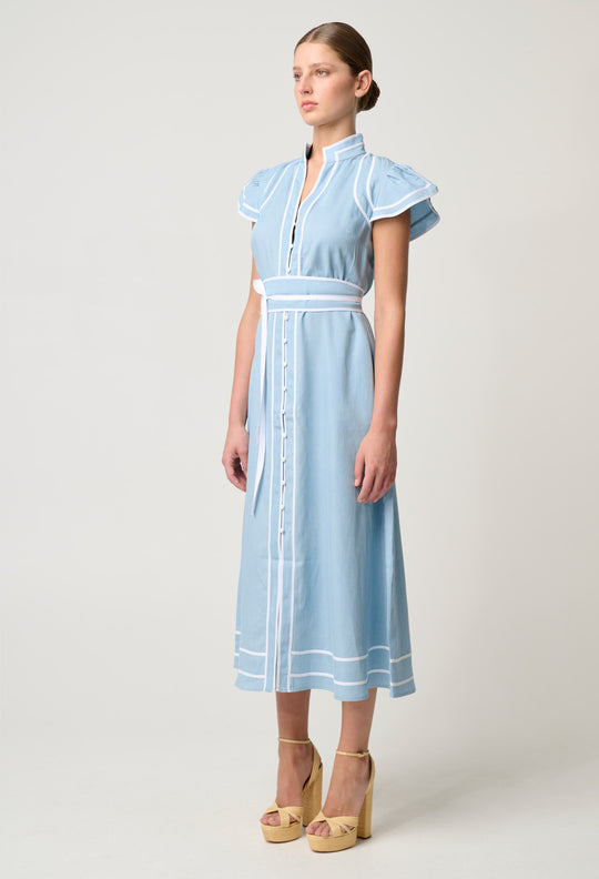 OnceWas Panama Tencel Dress in Cornflour