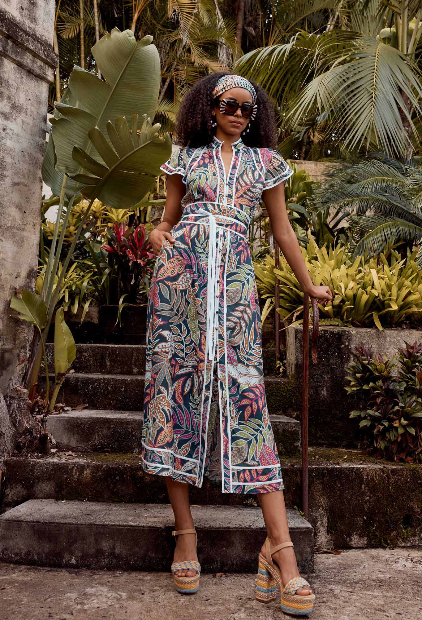 OnceWas Panama Viscose Rayon Maxi Dress in Fiesta Tropico
