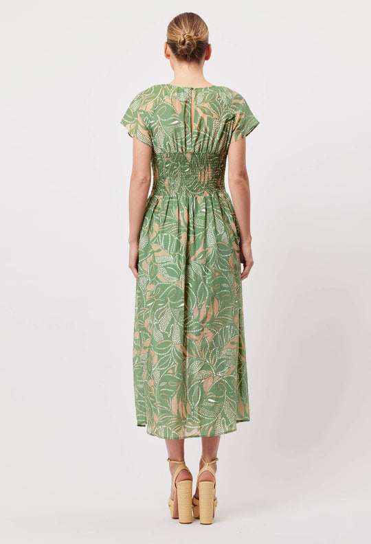 OnceWas Rio Cotton Silk Midi Dress in Jungle Tropico