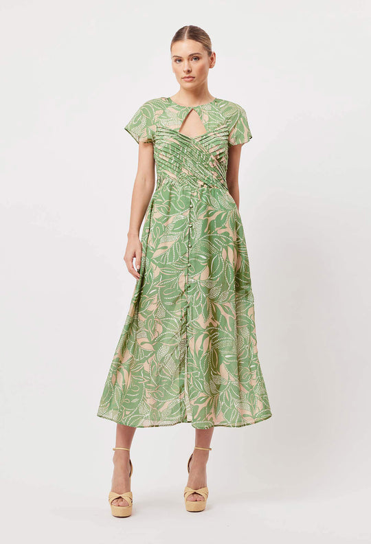 OnceWas Rio Cotton Silk Midi Dress in Jungle Tropico