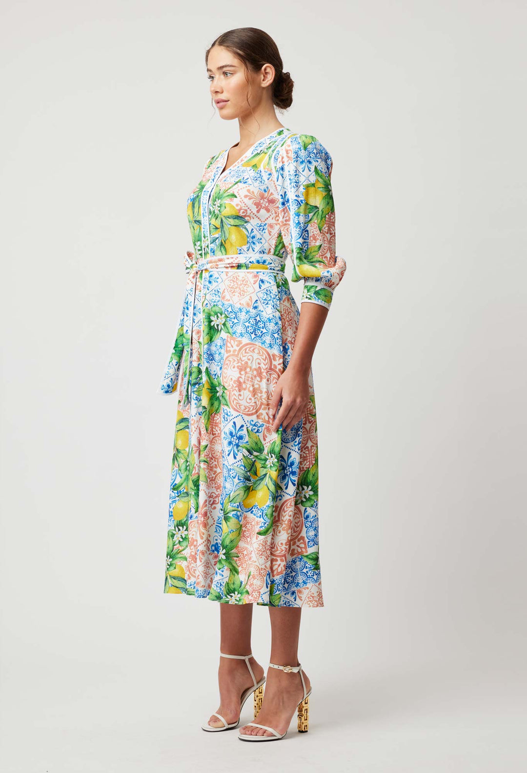 OnceWas Laguna Viscose Dobby Dress in Limonata