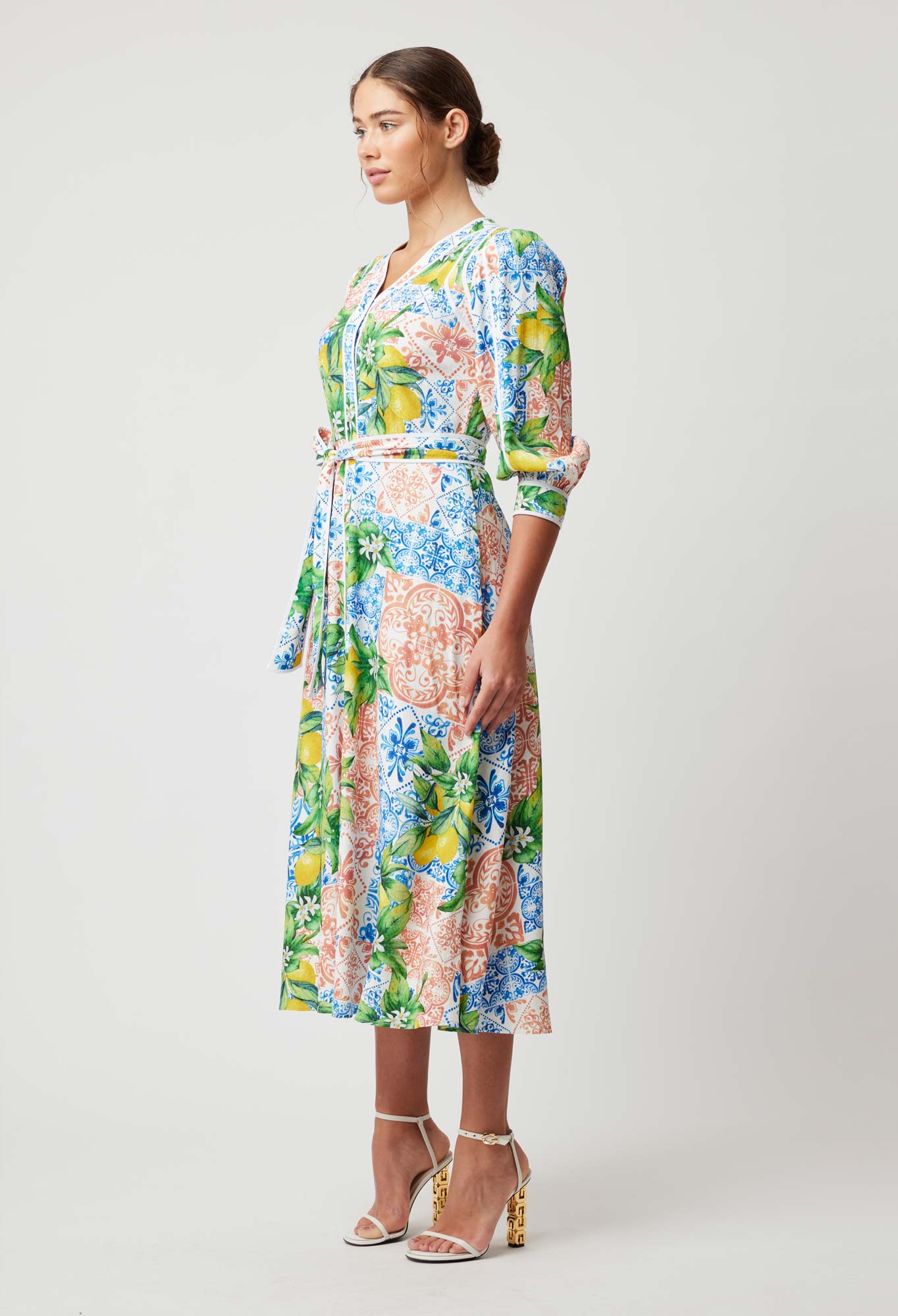 OnceWas Laguna Viscose Dobby Dress in Limonata