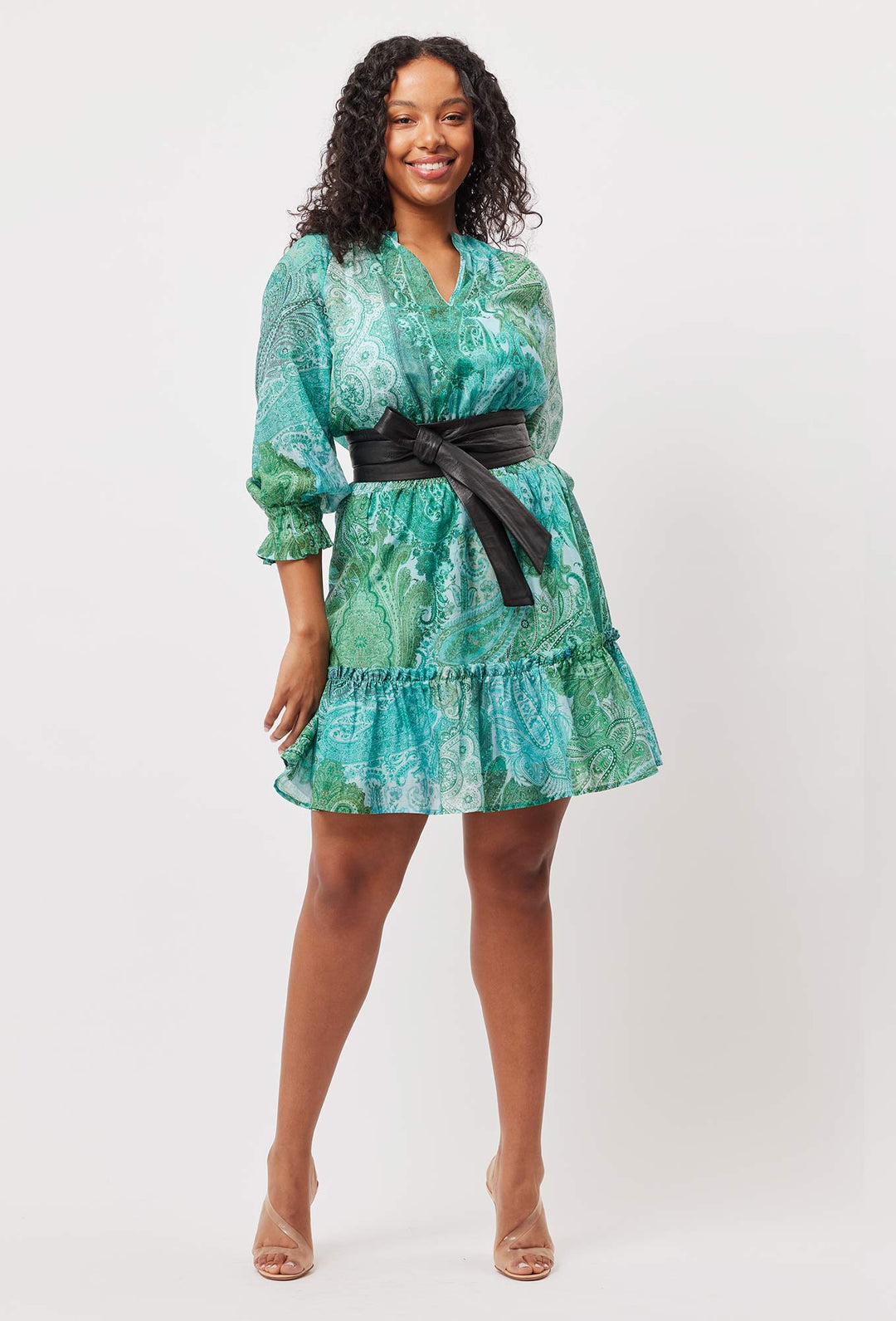 OnceWas Discovery Cotton Silk Dress In Jade Exotic