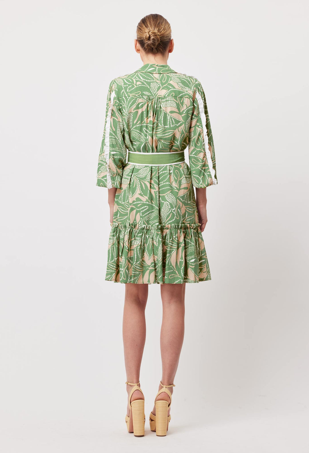 OnceWas Granada Viscose Dobby Shirt Dress in Jungle Tropico