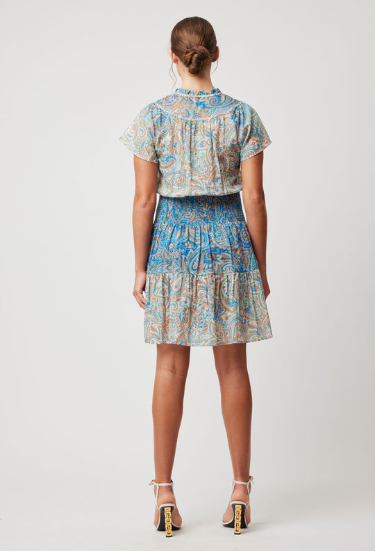 OnceWas Positano Cotton Silk Dress in Capri Paisley Print